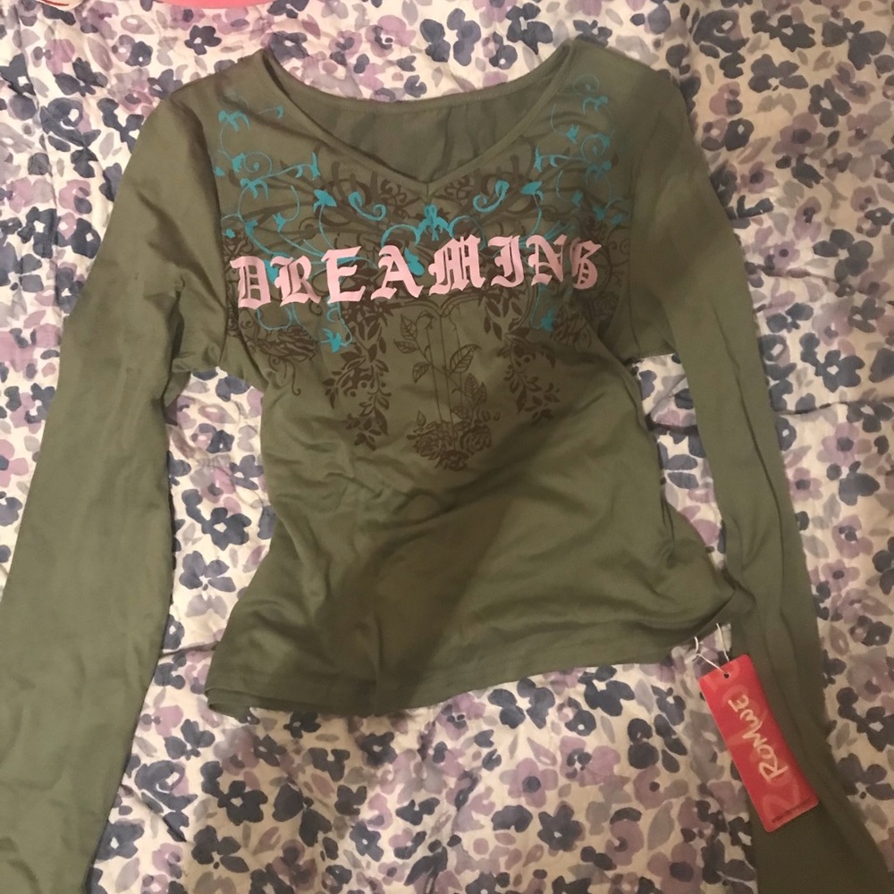 Cute y2k green long sleeved top